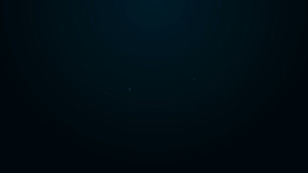 发光的霓虹灯线捕鱼鱼叉图标孤立在黑色背景。渔业制造商在水下捕鱼.潜水设备。4K视频运动图形动画 — 图库视频影像