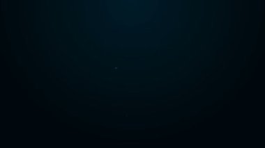 Parlayan neon hattı dondurma ikonu siyah arka planda izole edildi. Güzel sembol. 4K Video hareketli grafik canlandırması