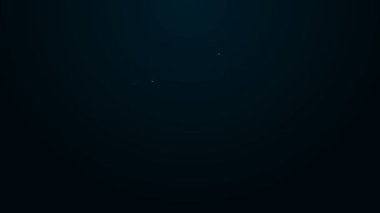 Parlayan neon hattı siyah arkaplanda izole edilmiş süt ikonu için konteynır. 4K Video hareketli grafik canlandırması