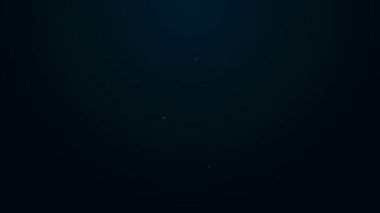 Parlak neon çizgisi, siyah arkaplanda izole edilmiş hamur simgesinde yuvarlanan iğne. 4K Video hareketli grafik canlandırması