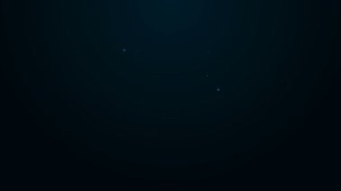 Parlayan neon hattı fırın simgesi siyah arkaplanda izole edildi. Fırın tabelası. 4K Video hareketli grafik canlandırması