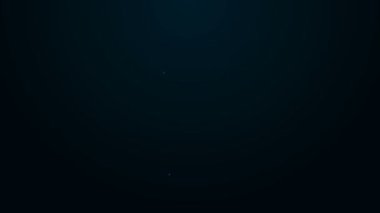 Parlayan neon hattı Yahudi kadeh ikonu siyah arka planda izole edildi. Kiddush için Yahudi şarabı bardağı. Şabat için çerez kupası. 4K Video hareketli grafik canlandırması