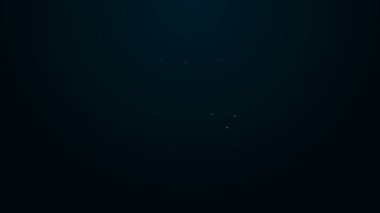 Parlayan neon çizgisi Noel çelengi simgesi siyah arka planda izole edildi. Mutlu Noeller ve mutlu yıllar. 4K Video hareketli grafik canlandırması