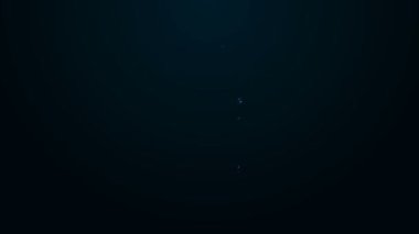 Parlayan neon hattı, siyah arka planda izole edilmiş şampanya şişesi ikonu. Mutlu Noeller ve mutlu yıllar. 4K Video hareketli grafik canlandırması