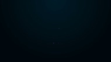 Parlayan neon hattı arama konumu simgesi siyah arkaplanda izole edildi. İşaretli büyüteç. 4K Video hareketli grafik canlandırması
