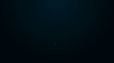 Siyah arka planda izole edilmiş kahve fincanı simgesi ile parlayan neon hattı konumu. 4K Video hareketli grafik canlandırması