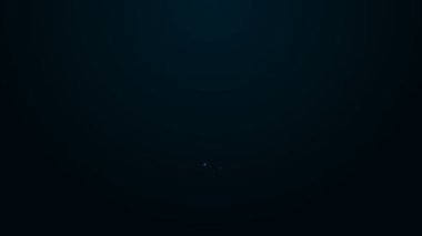Siyah arkaplanda çapraz iz simgesi olan parlak neon çizgisi harita pimi. Navigasyon, işaret, konum, harita, GPS, yön, yer, pusula, arama konsepti. 4K Video hareketli grafik canlandırması
