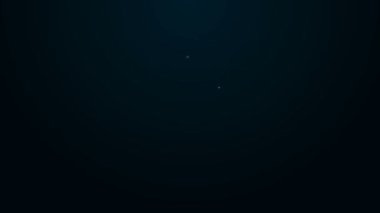 Parlayan neon çizgisi laboratuvar ikonu siyah arkaplanda izole edildi. İlaç araştırma görevlileri için önlük. Tıbbi personel ekipmanları. 4K Video hareketli grafik canlandırması