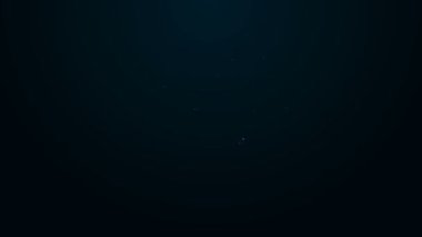 Parlayan neon hattı test tüpü ve kimyasal test ikonu siyah arkaplanda izole edildi. Laboratuvar cam levhası. 4K Video hareketli grafik canlandırması