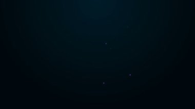 Parlayan neon hattı test tüpü ve kimyasal test ikonu siyah arkaplanda izole edildi. Laboratuvar cam levhası. 4K Video hareketli grafik canlandırması