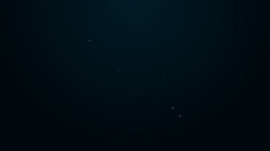 Parlayan neon hattı kimyasal deney simgesi siyah arkaplanda izole edildi. Laboratuvarda kimyasal ekipmanlarla yapılan bilimsel deney. 4K Video hareketli grafik canlandırması