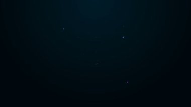 Parlayan neon hattı kimyasal deney simgesi siyah arkaplanda izole edildi. Laboratuvarda kimyasal ekipmanlarla yapılan bilimsel deney. 4K Video hareketli grafik canlandırması