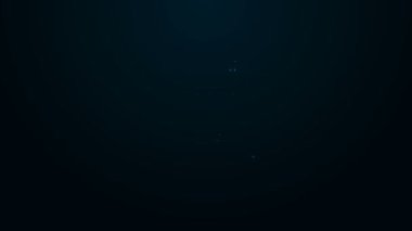 Parlayan neon hattı, siyah arka planda izole edilmiş inek simgesi. 4K Video hareketli grafik canlandırması