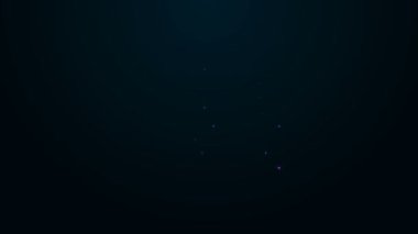 Siyah arkaplanda klavye ve fare simgesiyle parlayan neon hattı bilgisayar monitörü. Bilgisayar bileşeni işareti. 4K Video hareketli grafik canlandırması