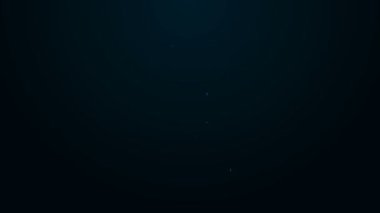 Parlayan neon çizgisi robot simgesi siyah arkaplanda izole edildi. 4K Video hareketli grafik canlandırması