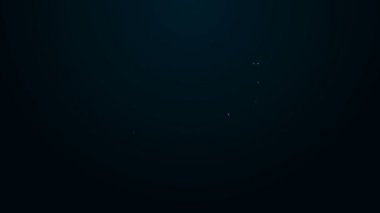Parlak neon çizgili muz ikonu torbası siyah arka planda izole edilmiş. 4K Video hareketli grafik canlandırması