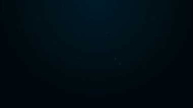 Parlayan neon hattı UFO uçan uzay gemisi simgesi siyah arkaplanda izole edildi. Uçan daire. Uzaylı uzay gemisi. Gelecekteki bilinmeyen uçan nesne. 4K Video hareketli grafik canlandırması