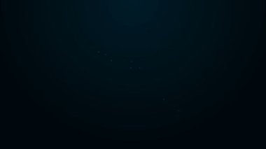 Parlayan neon hattı ses kriko simgesi siyah arkaplanda izole edildi. Bağlantı ses ekipmanları için ses kablosu. Fiş kablosu. Müzik aleti. 4K Video hareketli grafik canlandırması