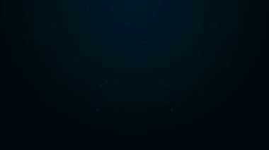 Parlayan neon hattı kulaklık simgesi siyah arkaplanda izole edildi. Kulaklıklar. Müzik, hizmet, iletişim ve operatör konsepti. 4K Video hareketli grafik canlandırması