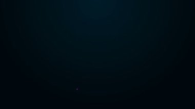 Parlayan neon çizgi anahtarı simgesi siyah arkaplanda izole edildi. 4K Video hareketli grafik canlandırması