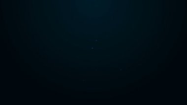 Gece gündüz parlayan neon çizgisinde zaman simgesi siyah arka planda izole edilmiş. 4K Video hareketli grafik canlandırması