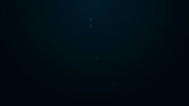 Siyah zemin üzerinde kalkan simgesi olan parlak neon çizgili saat. Güvenlik, güvenlik, koruma, gizlilik kavramı. 4K Video hareketli grafik canlandırması