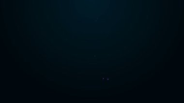 Parlak neon hattı alarm uygulaması akıllı telefon arayüzü simgesi siyah arkaplanda izole edildi. 4K Video hareketli grafik canlandırması