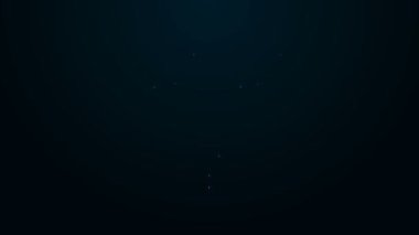 Parlayan neon çizgi saat simgesi siyah arkaplanda izole edildi. Zaman sembolü. 4K Video hareketli grafik canlandırması