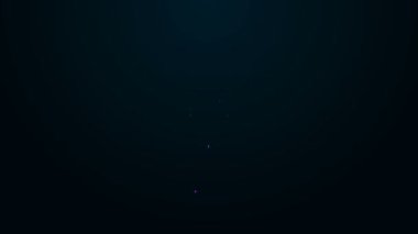 Siyah zemin üzerinde izole edilmiş bisiklet ikonu olan parlak neon çizgi haritası işaretçisi. 4K Video hareketli grafik canlandırması
