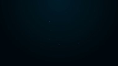 Parlayan neon hattı bisiklet kilidi U biçimli endüstriyel ikon siyah arka planda izole edildi. 4K Video hareketli grafik canlandırması