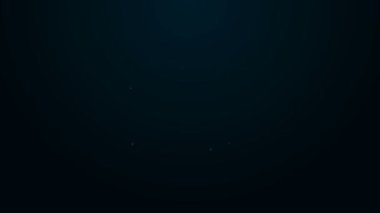 Siyah arka planda izole edilmiş madeni para simgesi olan parlak neon çizgili cüzdan. Çanta ikonu. Nakit tasarruf sembolü. 4K Video hareketli grafik canlandırması