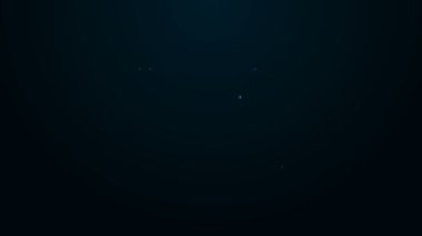 Parlayan neon hattı siyah arka planda izole edilmiş dinamit bomba çubuğu ikonu. Saatli bomba - patlama tehlikesi kavramı. 4K Video hareketli grafik canlandırması