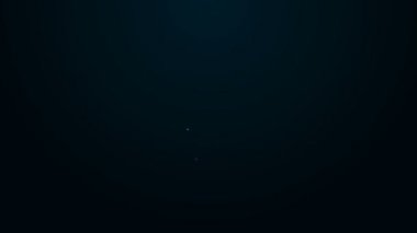 Parlayan neon hattı askeri kışla istasyonu ikonu siyah arka planda izole edildi. Hava saldırıları mimari ordusu. 4K Video hareketli grafik canlandırması