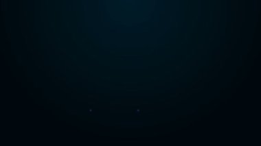 Parlayan neon çizgisi lastik eldiven ikonu siyah arka planda izole edildi. Lateks el koruması işareti. Ev işi temizlik ekipmanları sembolü. 4K Video hareketli grafik canlandırması