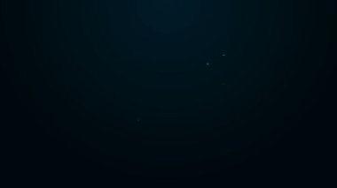 Parlayan neon hattı temizleme servisi simgesi siyah arkaplanda izole edildi. Lateks el koruması işareti. Ev işi temizlik ekipmanları sembolü. 4K Video hareketli grafik canlandırması