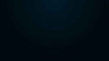 Parlayan neon çizgisi lastik eldiven ikonu siyah arka planda izole edildi. Lateks el koruması işareti. Ev işi temizlik ekipmanları sembolü. 4K Video hareketli grafik canlandırması