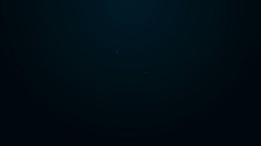 Parlayan neon hattı. Siyah arka planda izole edilmiş eski ahşap iğne simgesi. Elbise askısı. 4K Video hareketli grafik canlandırması