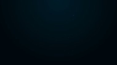 Parlayan neon hattı. Siyah zemin üzerinde su damlaları akan ikon olan duş başlığı izole edilmiş. 4K Video hareketli grafik canlandırması