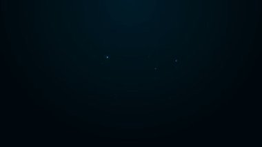 Parlayan neon hattı çöp kamyonu simgesi siyah arka planda izole edildi. 4K Video hareketli grafik canlandırması