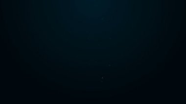 Parlayan neon hattı siyah arka planda izole edilmiş su püskürtme ikonu. Ütü fıskiyesi. 4K Video hareketli grafik canlandırması