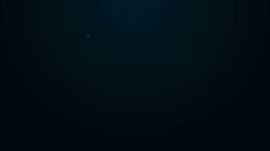 Parlayan neon hattı süpürge sapı simgesi siyah arkaplanda izole edildi. Temizlik hizmeti konsepti. 4K Video hareketli grafik canlandırması