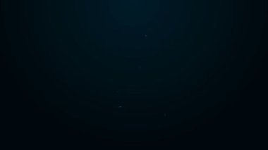 Bakım simgesi için parlayan neon hattı robotu siyah arkaplanda izole edildi. Yapay zeka, makine öğrenme, bulut hesaplama. 4K Video hareketli grafik canlandırması