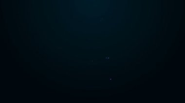 Parlayan neon hattı siyah arkaplanda izole edilmiş telefon simgesinden robotu kapat. 4K Video hareketli grafik canlandırması