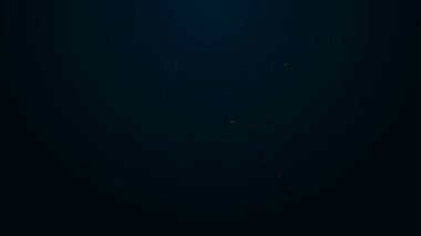 Parlayan neon çizgisi robot simgesi siyah arkaplanda izole edildi. Yapay zeka, makine öğrenme, bulut hesaplama. 4K Video hareketli grafik canlandırması