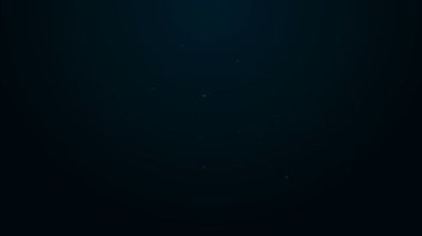 Siyah arka planda izole edilmiş bir araba ikonu kullanan parlak neon çizgili robot robot. Yapay zeka, makine öğrenme, bulut hesaplama. 4K Video hareketli grafik canlandırması