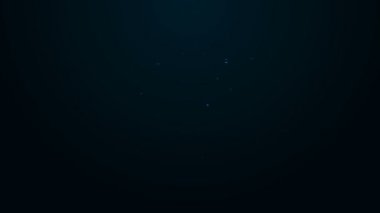 Parlayan neon hattı düşük akü şarj ikonu siyah arkaplanda izole edildi. Yapay zeka, makine öğrenme, bulut hesaplama. 4K Video hareketli grafik canlandırması