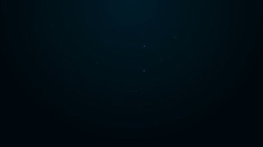 Parlayan neon hattı düşük akü şarj ikonu siyah arkaplanda izole edildi. Yapay zeka, makine öğrenme, bulut hesaplama. 4K Video hareketli grafik canlandırması