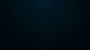 Parlayan neon hattı robotu siyah arkaplanda izole edilmiş bir simge ayarlıyor. Yapay zeka, makine öğrenme, bulut hesaplama. 4K Video hareketli grafik canlandırması