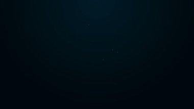 Parlak neon çizgisi, siyah arka planda izole edilmiş plaka simgesi olan garson robot. Yapay zeka, makine öğrenme, bulut hesaplama. 4K Video hareketli grafik canlandırması