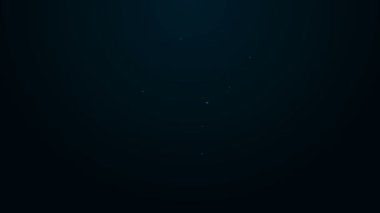 Parlayan neon çizgisi robot simgesi siyah arkaplanda izole edildi. Yapay zeka, makine öğrenme, bulut hesaplama. 4K Video hareketli grafik canlandırması